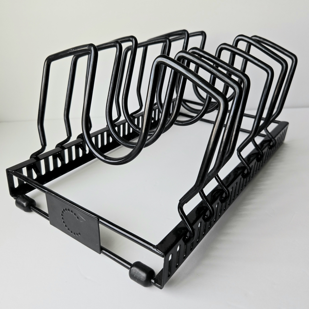 Pot Lid & Pan Kitchen Storage Organizer, Adjustable, Black Coated Metal - Picture 1 of 4